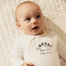 Load image into Gallery viewer, Grey 100% Cotton Two Way Zip Baby Sleepsuits 3 Pack (0-18mth)