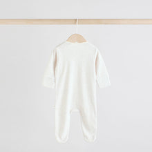 Load image into Gallery viewer, Grey 100% Cotton Two Way Zip Baby Sleepsuits 3 Pack (0-18mth)