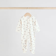 Load image into Gallery viewer, Grey 100% Cotton Two Way Zip Baby Sleepsuits 3 Pack (0-18mth)