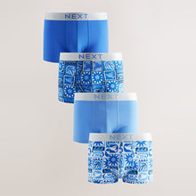 Load image into Gallery viewer, Blue Tile Pattern Hipsters Boxers 4 Pack