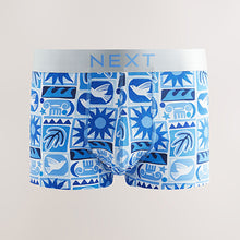 Load image into Gallery viewer, Blue Tile Pattern Hipsters Boxers 4 Pack