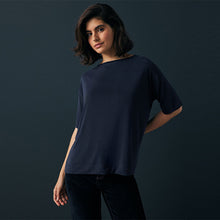 Load image into Gallery viewer, Navy N. Premium Relaxed Fit Modal Boxy T-Shirt