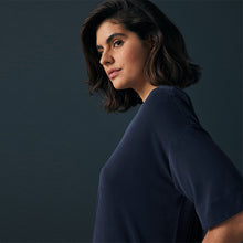 Load image into Gallery viewer, Navy N. Premium Relaxed Fit Modal Boxy T-Shirt