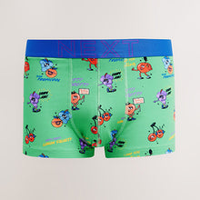 Load image into Gallery viewer, Bright Blue/Green Fruit Print Hipsters Boxers 4 Pack