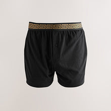 Load image into Gallery viewer, Black Metallic Waistband 5 Pack Loose Boxers