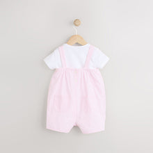 Load image into Gallery viewer, Pink Bunny Face Short Sleeve 100% Cotton Bodysuit And Leg