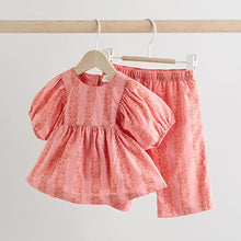 Load image into Gallery viewer, Pink Paisley 100% Cotton Woven Floral Baby Trousers Set (0mths-18mth)