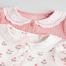 Load image into Gallery viewer, Pink/ White Floral Jersey Baby Dresses 2 Pack