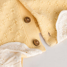 Load image into Gallery viewer, Yellow Embroidered Collar 100% Cotton Knitted Baby Top and Shorts Set (0mths-18mth)