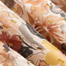 Load image into Gallery viewer, Rust Brown Floral Print Long Sleeve Ruffle Tie Back A-Line Midi Dress