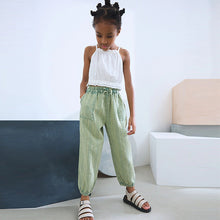 Load image into Gallery viewer, Khaki Green 100% Cotton Pull on Barrel Trousers (3-12yrs)