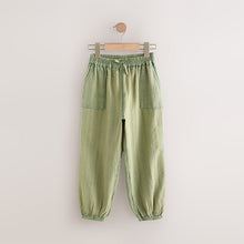 Load image into Gallery viewer, Khaki Green 100% Cotton Pull on Barrel Trousers (3-12yrs)
