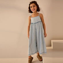 Load image into Gallery viewer, Light Wash Denim Wide Leg Playsuit (3-12yrs)