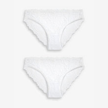 Load image into Gallery viewer, White High Leg Ultimate Comfort Lace Knickers 2 Pack