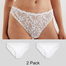 Load image into Gallery viewer, White High Leg Ultimate Comfort Lace Knickers 2 Pack
