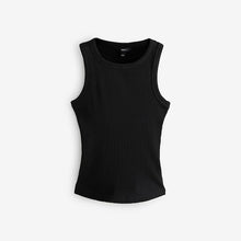 Load image into Gallery viewer, Black Ribbed Racer Tank Vest Sleeveless Top