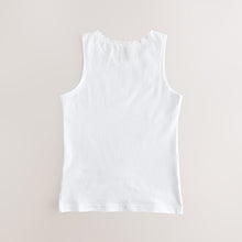 Load image into Gallery viewer, White 5 Pack Lace Trim Vest (1.5-12yrs)