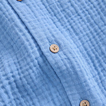Load image into Gallery viewer, Bright Blue Plain Shirt & Short Set 100% Cotton Short Sleeves Revere Collar Textured (6mths-5yrs)