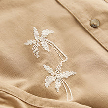 Load image into Gallery viewer, Tan Brown Texture Palm Revere Collar Short Sleeve Shirt And Shorts Set (3mths-5yrs)