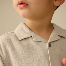 Load image into Gallery viewer, Neutral Plain Short Sleeves Linen Blend Revere Collar Shirt (3mths-6yrs)
