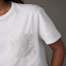 Load image into Gallery viewer, White Embellished Pocket 100% Cotton T-Shirt