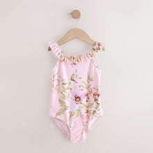 Load image into Gallery viewer, Pink Floral Frill Swimsuit (3-12yrs)