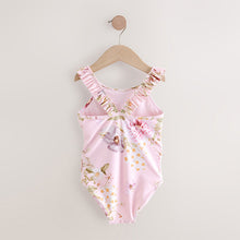 Load image into Gallery viewer, Pink Floral Frill Swimsuit (3-12yrs)