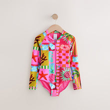 Load image into Gallery viewer, Pink Multi Long Sleeved Sunsafe Swimsuit (3-12yrs)