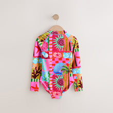 Load image into Gallery viewer, Pink Multi Long Sleeved Sunsafe Swimsuit (3-12yrs)