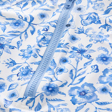 Load image into Gallery viewer, Blue Floral Frill Sleeve Sunsafe Swimsuit (6mths-6yrs)