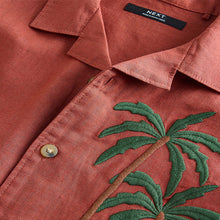Load image into Gallery viewer, Rust Brown Short Sleeves Revere Collar Palm Printed Shirt (3-12yrs)