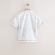 Load image into Gallery viewer, White Palm Tree Short Sleeves Revere Collar Shirt (3-12yrs)