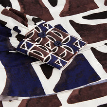 Load image into Gallery viewer, Brown/Navy Print Long Sleeve V-Neck Jersey Blouse