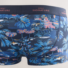 Load image into Gallery viewer, Blue Pink Palm Print Motionflex Signature Hipster Boxers