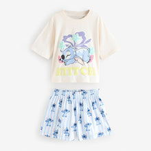 Load image into Gallery viewer, Blue/Ecru Lilo and Stitch Short Pyjamas 2 Pack (3-12yrs)
