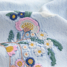 Load image into Gallery viewer, Light Blue Denim 100% Cotton Flower Embroidered Barrel Jeans (3-12yrs)