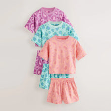 Load image into Gallery viewer, Purple/Orange Short Pyjamas 3 Pack (3-12yrs)