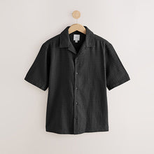 Load image into Gallery viewer, Black Short Sleeve Textured Waffle 100% Cotton Shirt