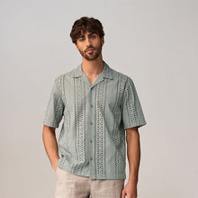 Load image into Gallery viewer, Green 100% Cotton Textured Broderie Short Sleeve Shirt