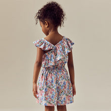 Load image into Gallery viewer, Pink Ditsy Frill Shoulder Playsuit (3-12yrs)