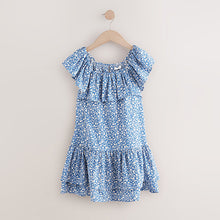 Load image into Gallery viewer, Blue Ditsy Frill Summer Dress (3-12yrs)