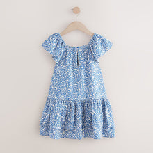 Load image into Gallery viewer, Blue Ditsy Frill Summer Dress (3-12yrs)