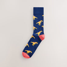Load image into Gallery viewer, Bright Red/Blue/Orange Dinosaur Pattern Socks 8 Pack