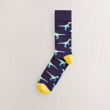 Load image into Gallery viewer, Bright Red/Blue/Orange Dinosaur Pattern Socks 8 Pack