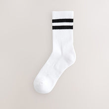 Load image into Gallery viewer, White With Black Stripe Sports Socks 4 Pack