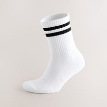 Load image into Gallery viewer, White With Black Stripe Sports Socks 4 Pack