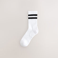 Load image into Gallery viewer, White With Black Stripe Sports Socks 4 Pack
