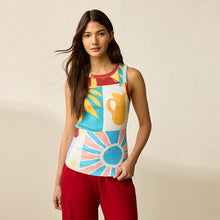 Load image into Gallery viewer, Blue/Yellow Ribbed Racer Tank Vest Sleeveless Top