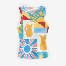 Load image into Gallery viewer, Blue/Yellow Ribbed Racer Tank Vest Sleeveless Top
