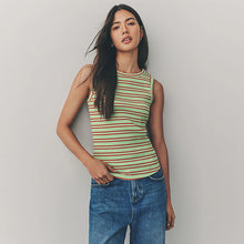 Load image into Gallery viewer, Red/Green Ribbed Racer Tank Vest Sleeveless Top